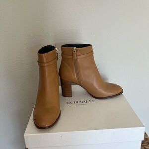 LK Bennett Bryony Leather Tan Ankle Booties with Block Heel